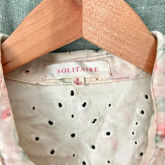 Beautiful Solitaire Floral Eyelet 95% Cotton Button Down Dress with Belt size S - Picture 5 of 7